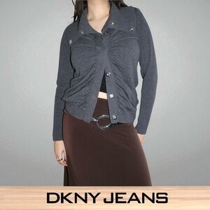 Women's DKNY Jeans Grey Cardigan, Size XL, 🍂